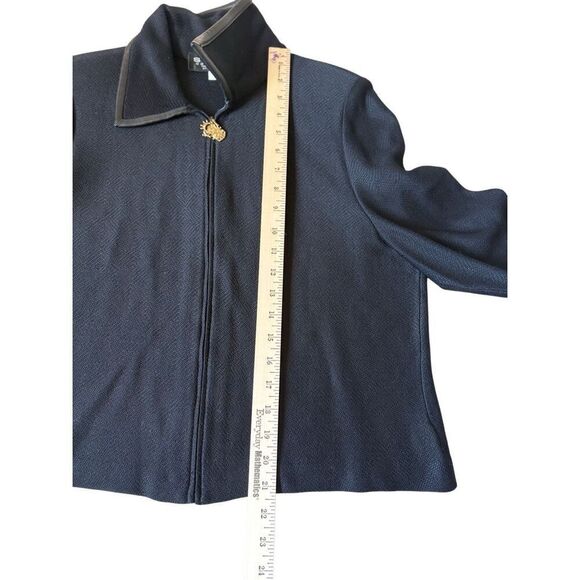 St. John Collection Santana Knit Jacket Blazer Women 12 L Black Zip - Picture 4 of 11